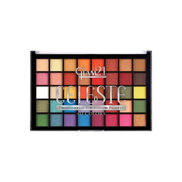 Glam21 Celeste Professional Eyeshadow Palette | Highly Pigmented |40 Selected Shades| Matte & Shimmer Shades - 50Gm |02- Blissful