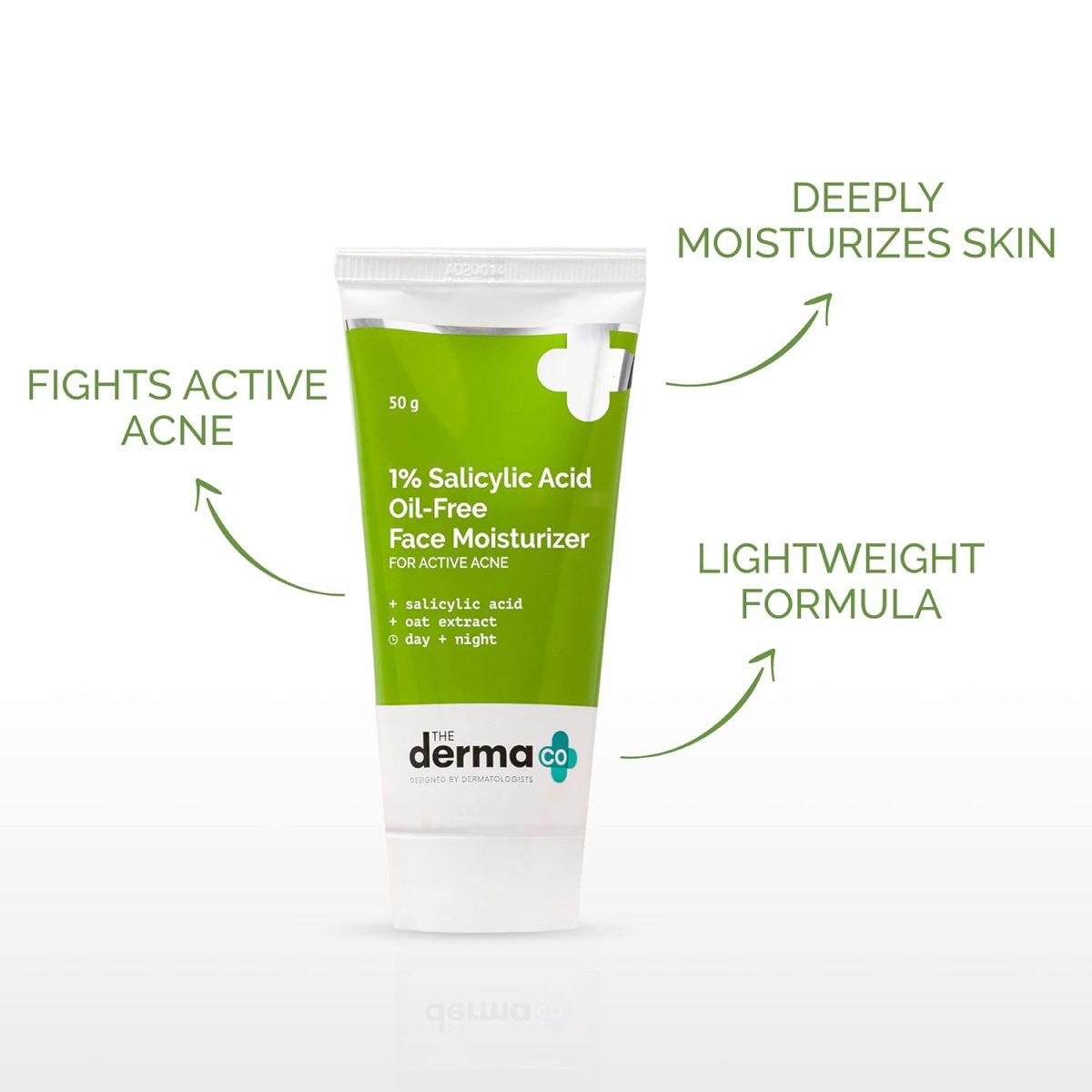 The Derma Co 1% Salicylic Acid Oil-Free Moisturizer For Face with Oat Extract | Fights Active Acne | Deeply Moisturizes | 50g - Image 3