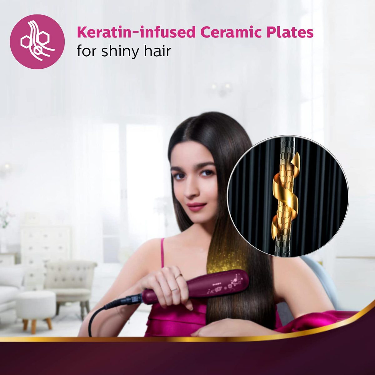 Philips BHS738/00 Kerashine Titanium Wide Plate Straightener with SilkProtect Technology. Straighten with Instant Shine. Suitable for Dense Thick Hair - Image 4