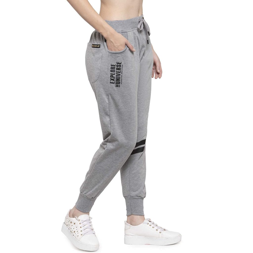 UZARUS Women's Cotton Slim Fit Joggers Track Pants with 2 Zippered Pockets