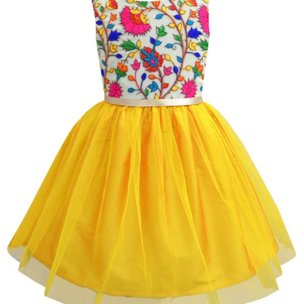 A.T.U.N. (ALL THINGS UBER NICE) Girl's Skater Knee Length Embroidered Sleeveless Dress for Party and Special Occasions