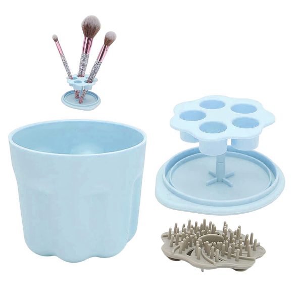 Agudo makeup brushes cleaning bowl watercolor painting brush washer and holder stand for drying makeup brush scrubber for girls women at home(multicolour/1pcs)