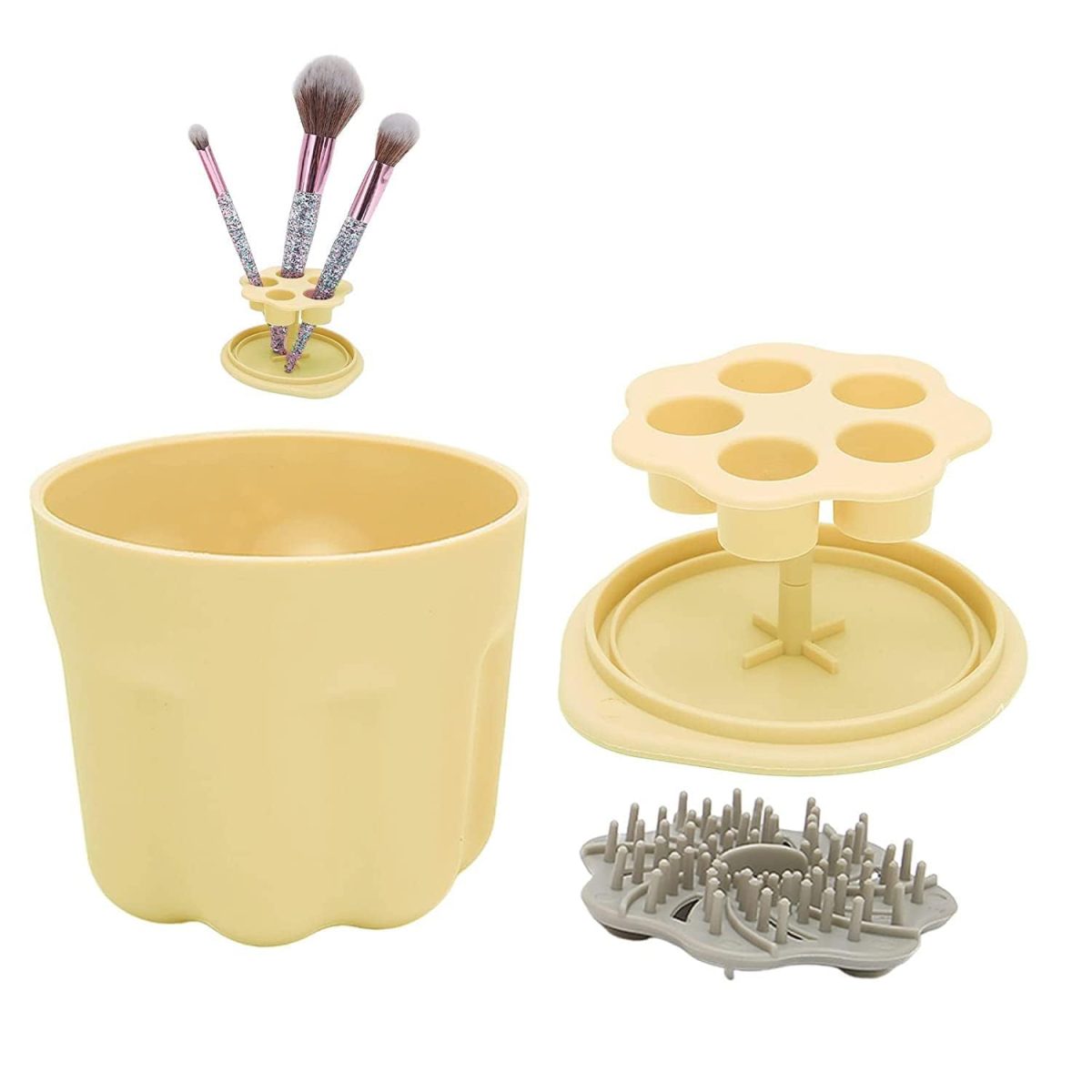 Agudo makeup brushes cleaning bowl watercolor painting brush washer and holder stand for drying makeup brush scrubber for girls women at home(multicolour/1pcs) - Image 9