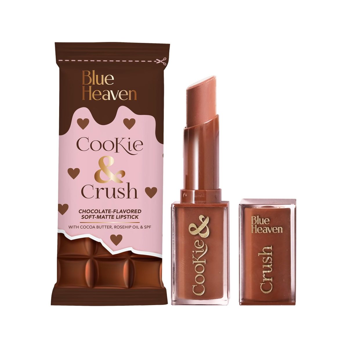 Blue Heaven Cookie & Crush Matte Lipstick for Women, Long lasting lipstick, Enriched with Cocoa Butter & Rosehip oil, Softening and Nourishing Lipstick - Cookie Craze, 3.4g - Image 3