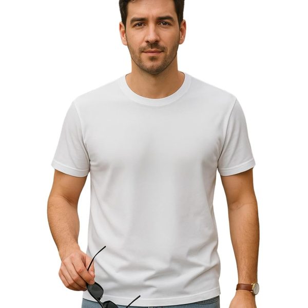 Veirdo® Regular Fit Half Sleeves Round Neck Solid Pure Cotton T-Shirt for Men (Available in White, Black, Swan White, Mustard, Maroon, Green, Lilac, Navy, Red Color)