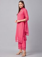 Azira Georgette Pink Straight Palazzo Kurta Set With Dupatta - Image 3