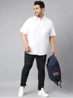 Twist99 Mens Cotton Linen Plus Size Half Sleeve Shirt (White) - Image 6
