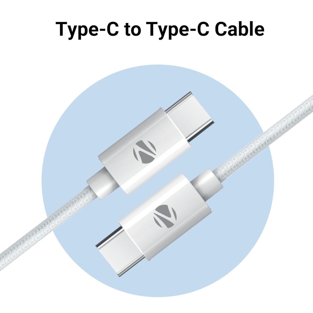 ZEBRONICS Type C to Type C Strong Braided Cable, 60W PD Fast Charging, for iPhone 16 Series, 15 Series, iPad, MacBook, Samsung, Other Android Devices, Data Sync, 1 Meter (ZEB-TT60+) - Image 2