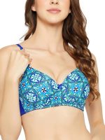 Clovia Women's Polyamide Printed Padded Full Cup Wire Free Everyday Bra - Black