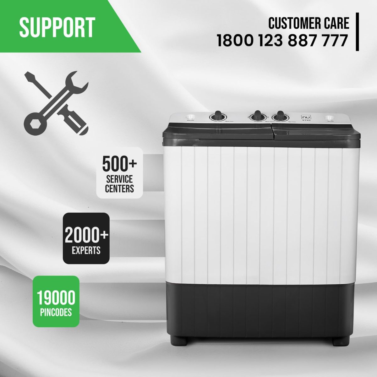 NU 6.5 Kg Semi-Automatic Top Load Washing Machine (WSTLP65GD, Grey) 2023 Model - Image 7