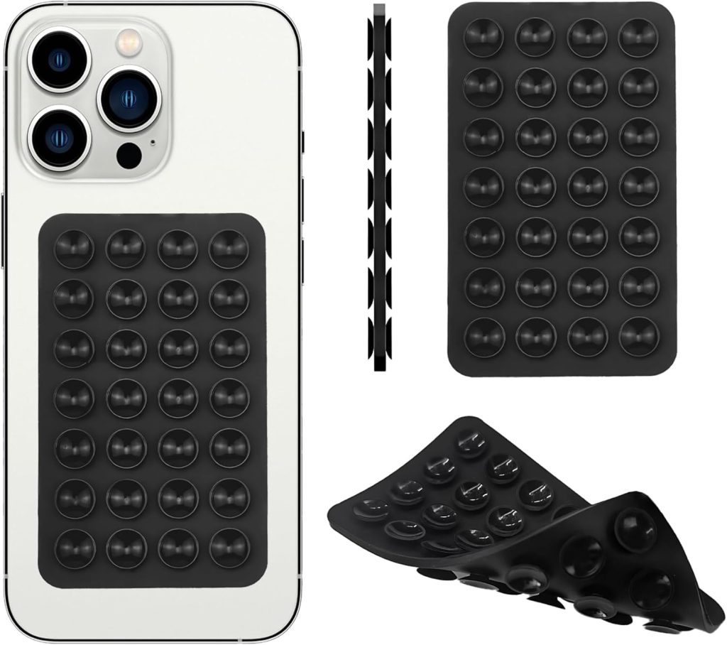 Printme Double-Sided, 2 Pack Suction Cup Phone Case Mount, Anti Slip Silicon Sticky Phone Stand for iPhone and Android, Hands-Free Strong Grip Holder for Selfies and Videos (Multi - Coloured)