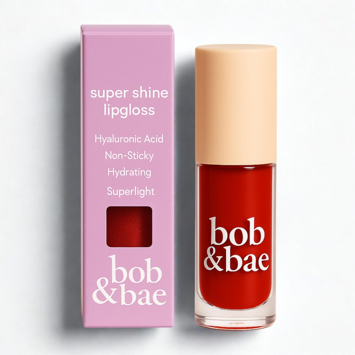 Bob & Bae Lip Gloss - Super Shine & Non-Sticky, with Subtle Tint, Hydrates, Nourishes & Protects Lips with Hyluronic Acid, Plumping Effect, Enriched with Niacinamide,Vegan, 2 Ml (Berrylicious)