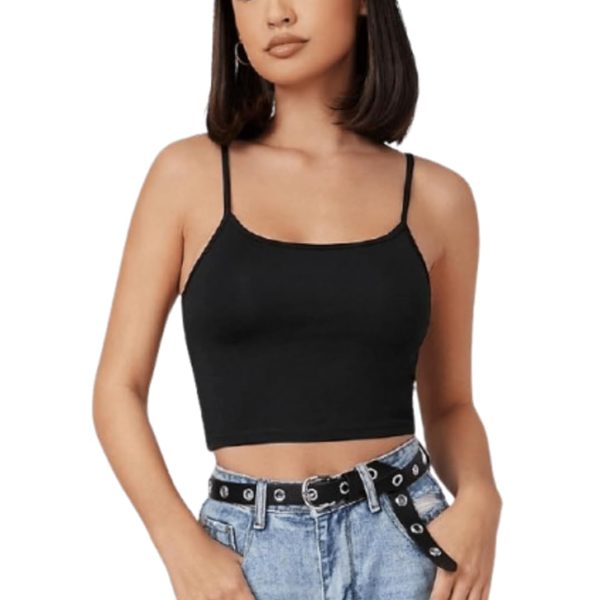 Aahwan Women's Polyester Fitted Solid Form Crop Cami Top