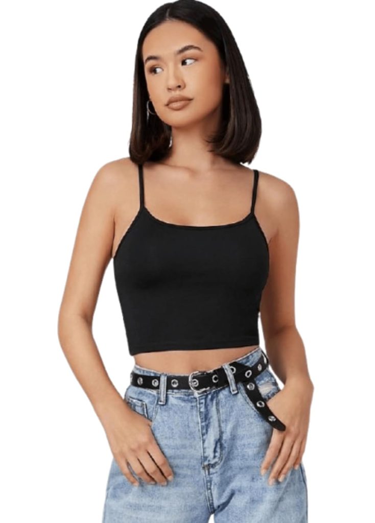 Aahwan Women's Polyester Fitted Solid Form Crop Cami Top