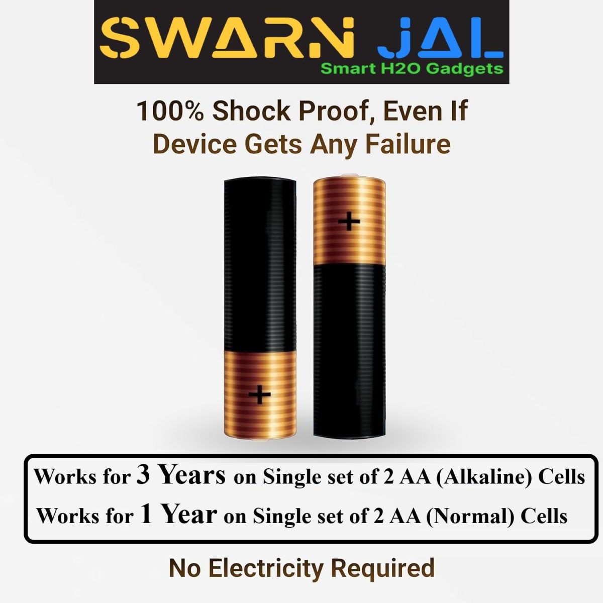 Swarn Jal (Model: A-VO) Water Tank Alarm, Overflow Control Bell, Cell/Battery Powered, Loud Human Voice, Brass Sensors, 100% Shock Proof, 1-3 Years Cell Life, One Year Complete Warranty - Image 5