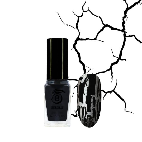 Beromt Tornado Crackle Nail Polish, Vegan-Friendly, Non-Toxic, Safe Fast Dry, Nail Art, Gel Finish Effect, Smooth Cracked Texture, Lustrous, Best High-Shine, Bright Crackle Nail Polish, 10Ml-9002
