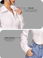 GRECIILOOKS Shirt for Women | Printed Casual Crop Top | Long Sleeve Stylish Collared |Korean Oversized Button-Down |Causal |Formal | Trendy (Available in Plus Size and Combo Pack of 2) - Image 5