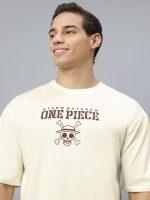 CrazyBee Mens Branded Oversized Anime Back Printed Off-White Half Sleeve Cotton T-Shirt for Mens ||Printing Tshirts for Men || Oversized t Shirts for Men|| ONE Piece - Image 2