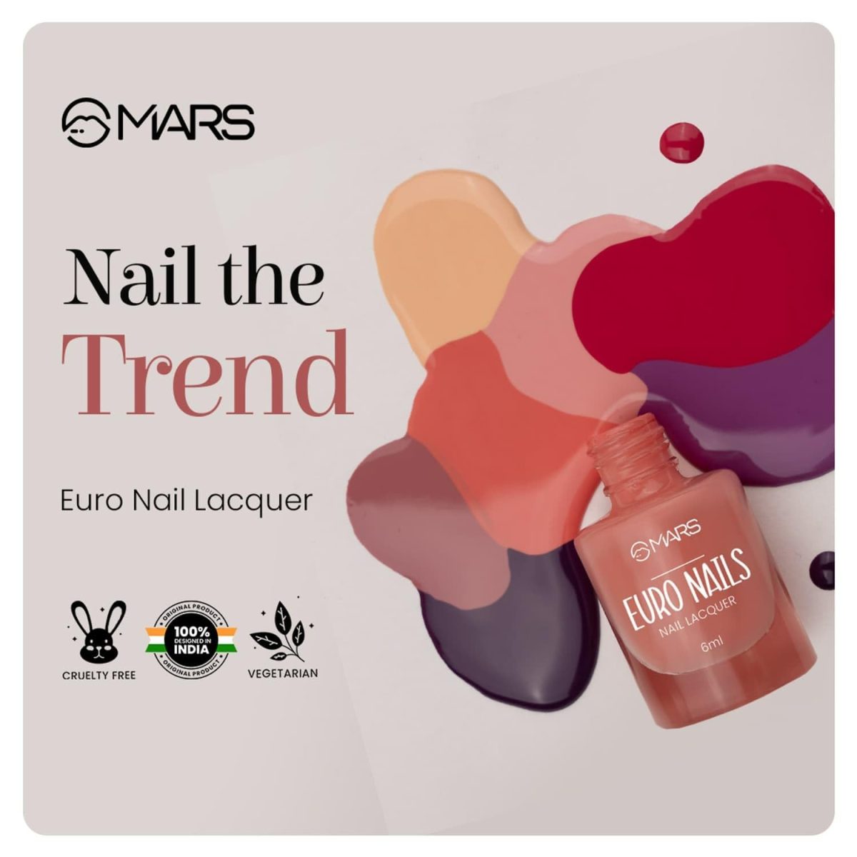 MARS EURO Nail Lacquer | Glossy Gel Finish | Rich Pigmentation | Chip Free | Quick Drying Formula | Long Lasting Nail Polish for Women (3 * 6.0 ml) (SET-04) - Image 3