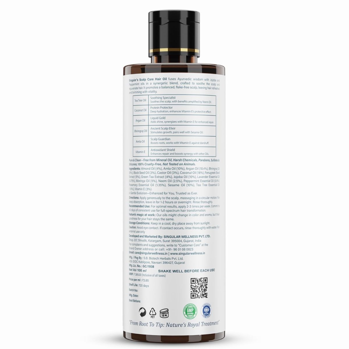 Singular Scalp Care Hair Oil for Itchy Scalp, Soothing & Sebum Control, Cold-Pressed with Tea Tree, Neem, Argan & More - 100 ml - Image 2