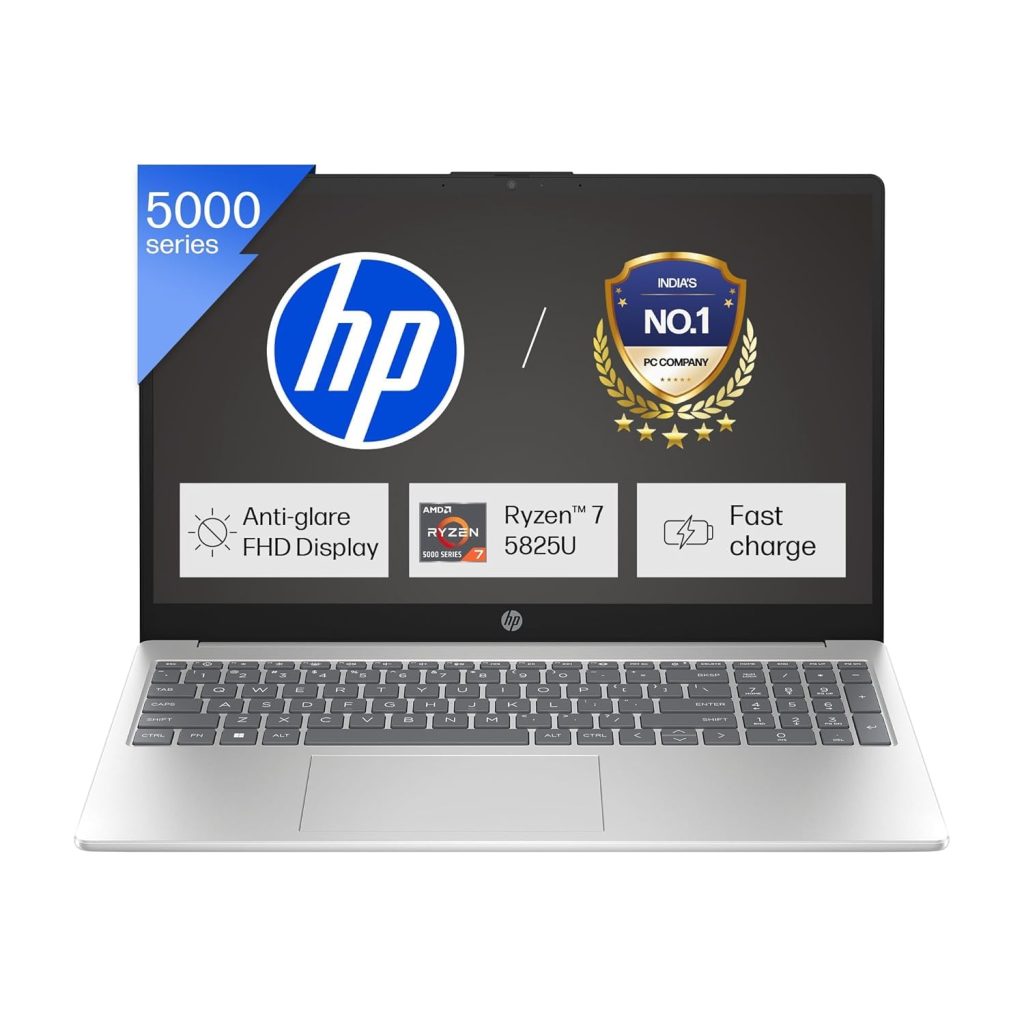 HP 15, AMD Ryzen 7 5825U, 16GB DDR4, 512GB SSD, 15.6-inch(39.6cm) Anti-Glare, FHD, Radeon Graphics, Backlit KB, 1080p HD cam (Win11, M365 Basic(1yr),Office Home24, Silver, 1.69kg) fc0476AU