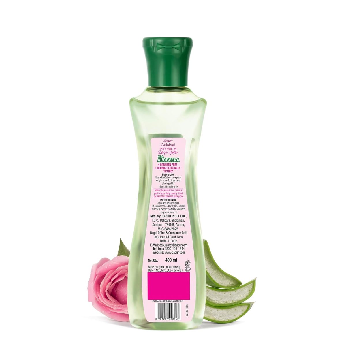 Dabur Gulabari Premium Rose Water with Aloe Vera - 1200 ml (400ml x 3) | Upto 8 HR Skin Hydration | Cleanses, Tones and Moisturises Skin | For All Skin Types - Image 6