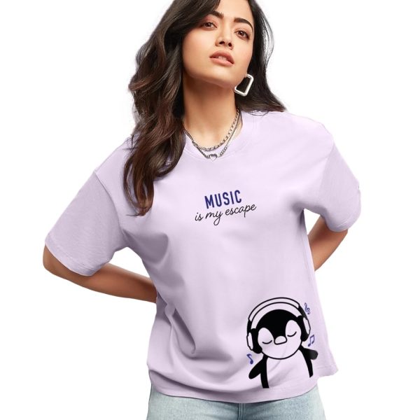 Bewakoof Women's Graphic Printed 100% Cotton T-Shirt - Oversized Fit, Round Neck, Half Sleeves