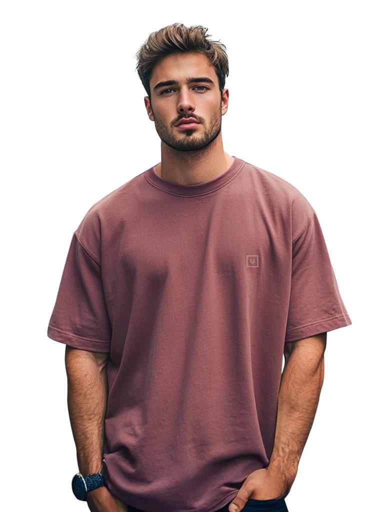 Urbano Fashion Men's Solid Round Neck Oversized Half Sleeve Cotton T-Shirt