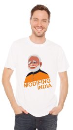 Crazy Sutra Dry Fit Polyester Half Sleeve Casual Printed Narendra Modi Politics Special T-Shirt (T-ModiFingIndia_B)