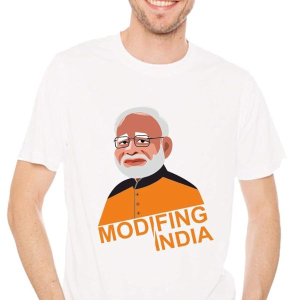 Crazy Sutra Dry Fit Polyester Half Sleeve Casual Printed Narendra Modi Politics Special T-Shirt (T-ModiFingIndia_B)