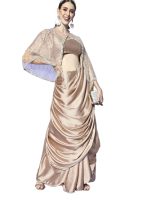 Womanista Women's Satin Saree with Embellished Cape(TI2765_Grey_Onesize)