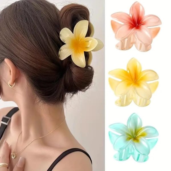 EPARTY 3Pcs Large Floral Hair Claws Multi-Color Romantic Style Accessories Hairstyling Minimalist Sweet Acrylic Flower Claws, Middle Size Shark Clip Beach Hairstyles Simple Colorful Egg Bohemian Claw
