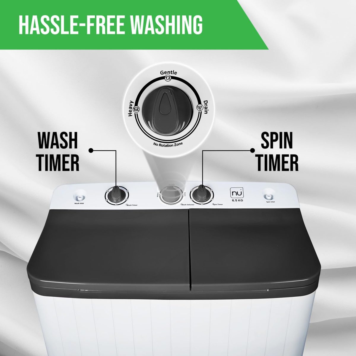 NU 6.5 Kg Semi-Automatic Top Load Washing Machine (WSTLP65GD, Grey) 2023 Model - Image 4
