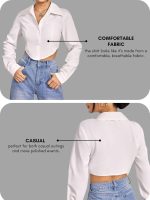 GRECIILOOKS Shirt for Women | Printed Casual Crop Top | Long Sleeve Stylish Collared |Korean Oversized Button-Down |Causal |Formal | Trendy (Available in Plus Size and Combo Pack of 2) - Image 4