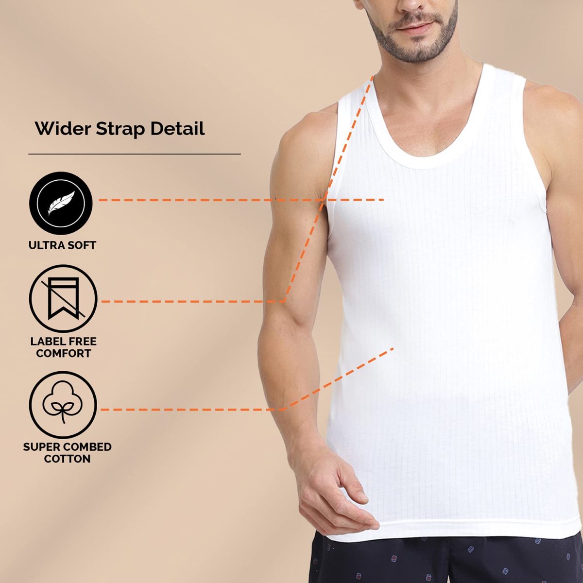 Van Heusen Men Regular Fit Vest - 100% Combed Cotton - Ultra Soft, Label Free, Wider Straps - Image 8