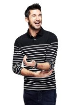 fanideaz Branded Mens Cotton Stripe Polo Full Sleeve T-Shirt