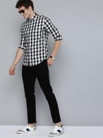 The Indian Garage Co Men's Cotton Slim Fit Checkered Full Sleeves Cutaway Collar Casual Shirt - Image 6