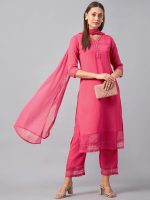 Azira Georgette Pink Straight Palazzo Kurta Set With Dupatta - Image 2