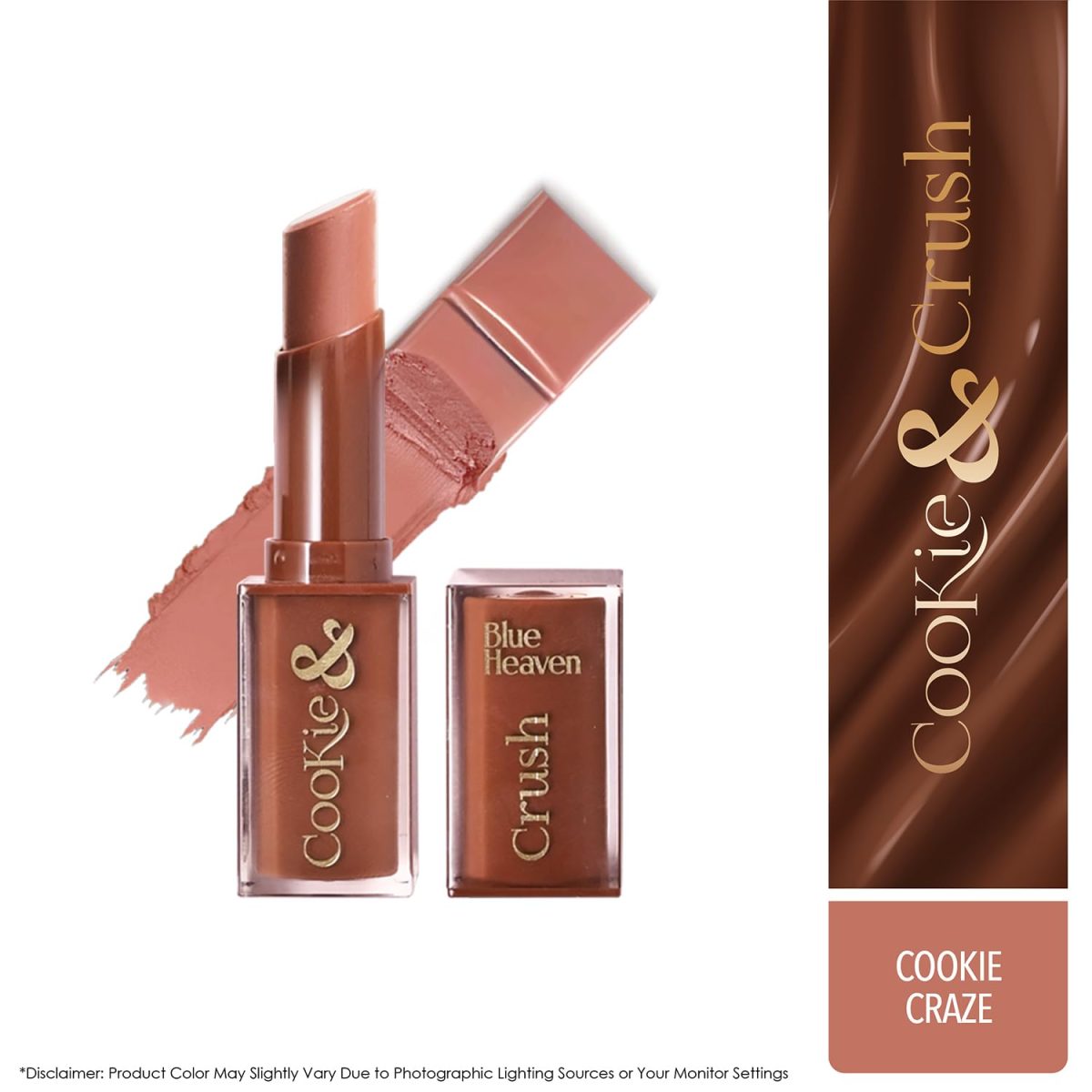Blue Heaven Cookie & Crush Matte Lipstick for Women, Long lasting lipstick, Enriched with Cocoa Butter & Rosehip oil, Softening and Nourishing Lipstick - Cookie Craze, 3.4g - Image 2