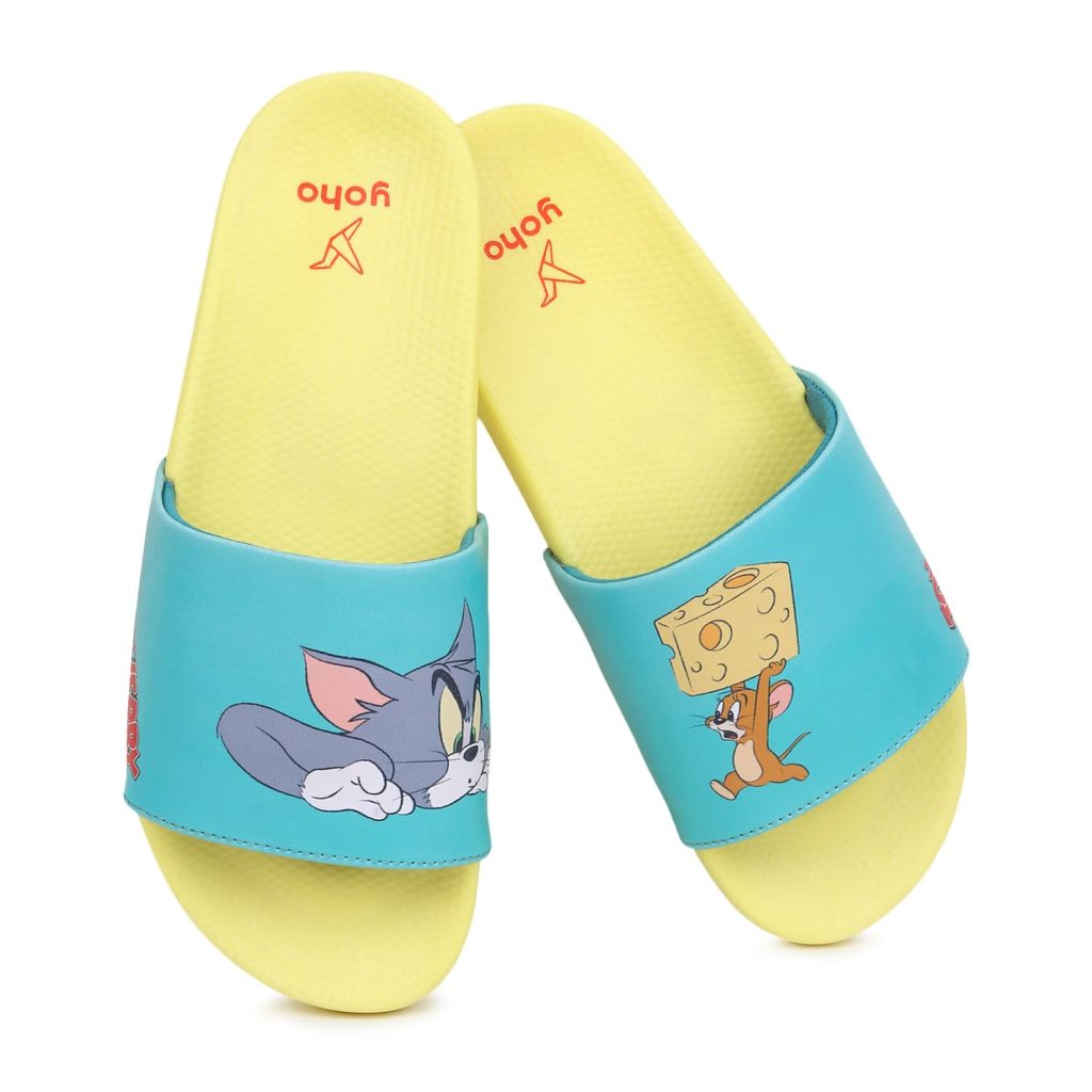 YOHO Tom & Jerry 003 Slides for Women | Iconic Design, Durable Soft Slides with Footpharma Footbed | Lightweight Orthopedic Sliders, Flip-Flops & Chappals for Everyday Use