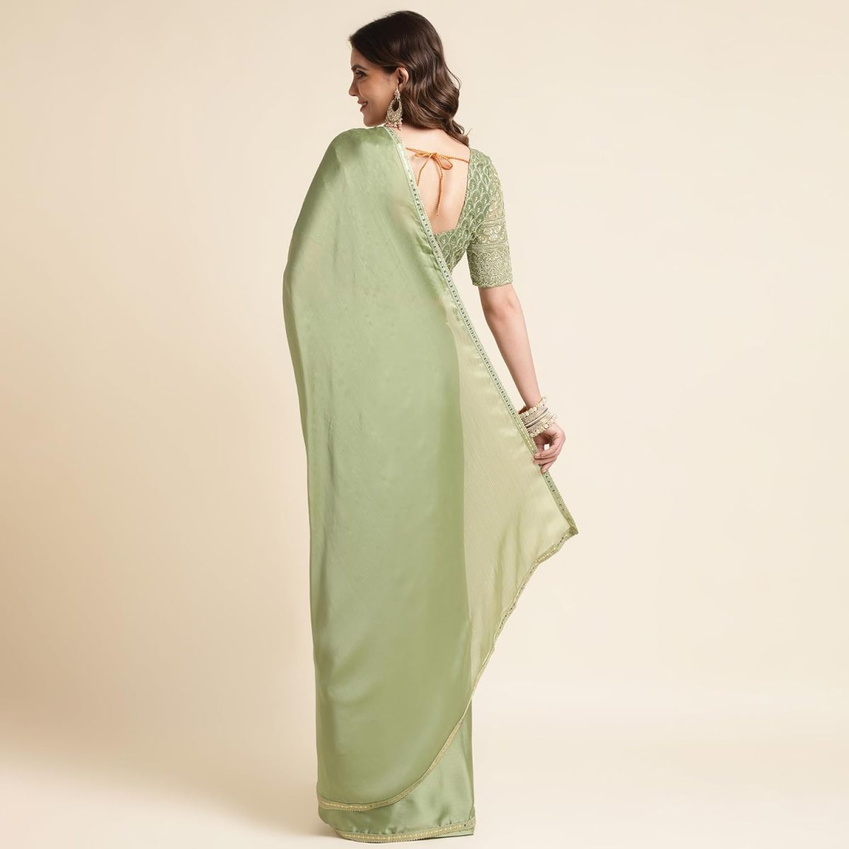Rekha Maniyar Women's Fancy Satin Chiffon Saree - Image 3