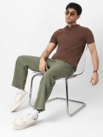Urbano Fashion Men's Solid Mandarin Collar Slim Fit Half Sleeve Cotton T-Shirt - Image 6