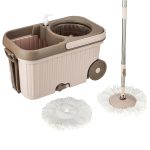 Presto! Plastic Elite Spin Mop with Bigger Wheels and Auto- Fold Handle, Chestnut, 2 Refills