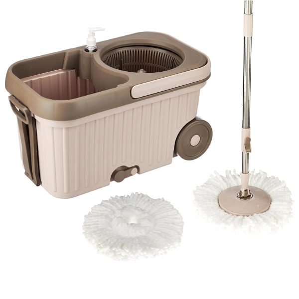 Presto! Plastic Elite Spin Mop with Bigger Wheels and Auto- Fold Handle, Chestnut, 2 Refills