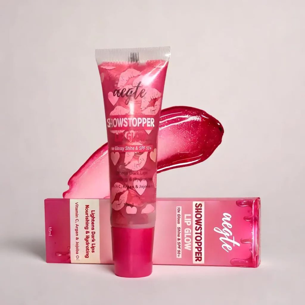 Aegte ShowsTopper Lip Glow Gloss 10X Glossy Shine | Lip Lightening SPF 50 | Lightens Dark Lips | SPF Lip Gloss