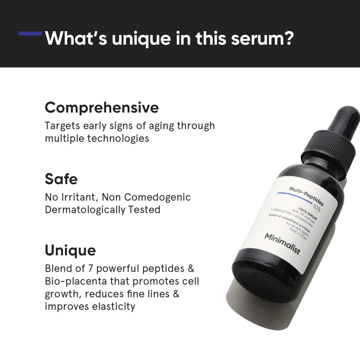 Minimalist Multi Peptide Night Face Serum for Ageless Younger Skin, 30 ml | Collagen Boosting, Hydrating & Overnight Repair Serum for Women & Men with 7% Matrixyl 3000 & 3% Bio-Placenta - Image 2