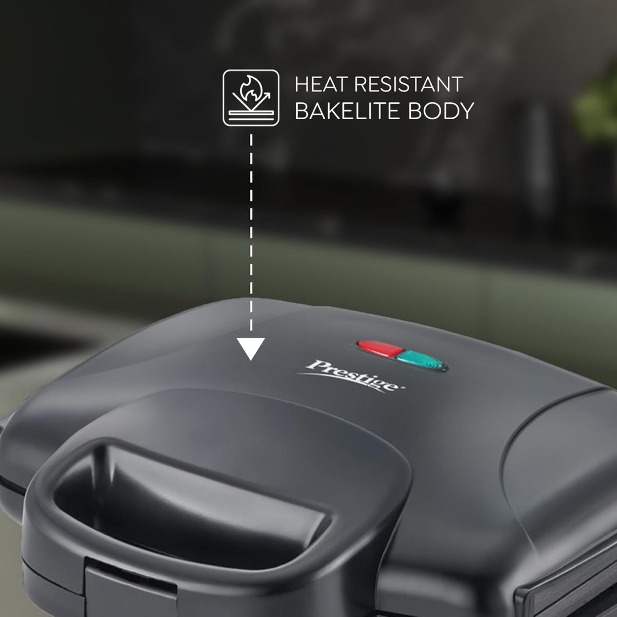 Prestige 800W Sandwich Maker (PGMFD 01)| Black | Heat Resistant Bakelite Body |Non-Stick Coating | Power Indicators | Oil Free Toasting - Image 5