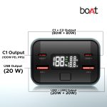 boAt EnergyShroom PB600 PowerPulse 27000mAh Power Bank| 160W Total Output, 2xUSB-C (2-Way Port), 2xUSB-A Port, 100W Type-C to C Cable, Compatible w/Laptop, Smartphone, Tablets Earphone,Watch(Gunmetal) - Image 3