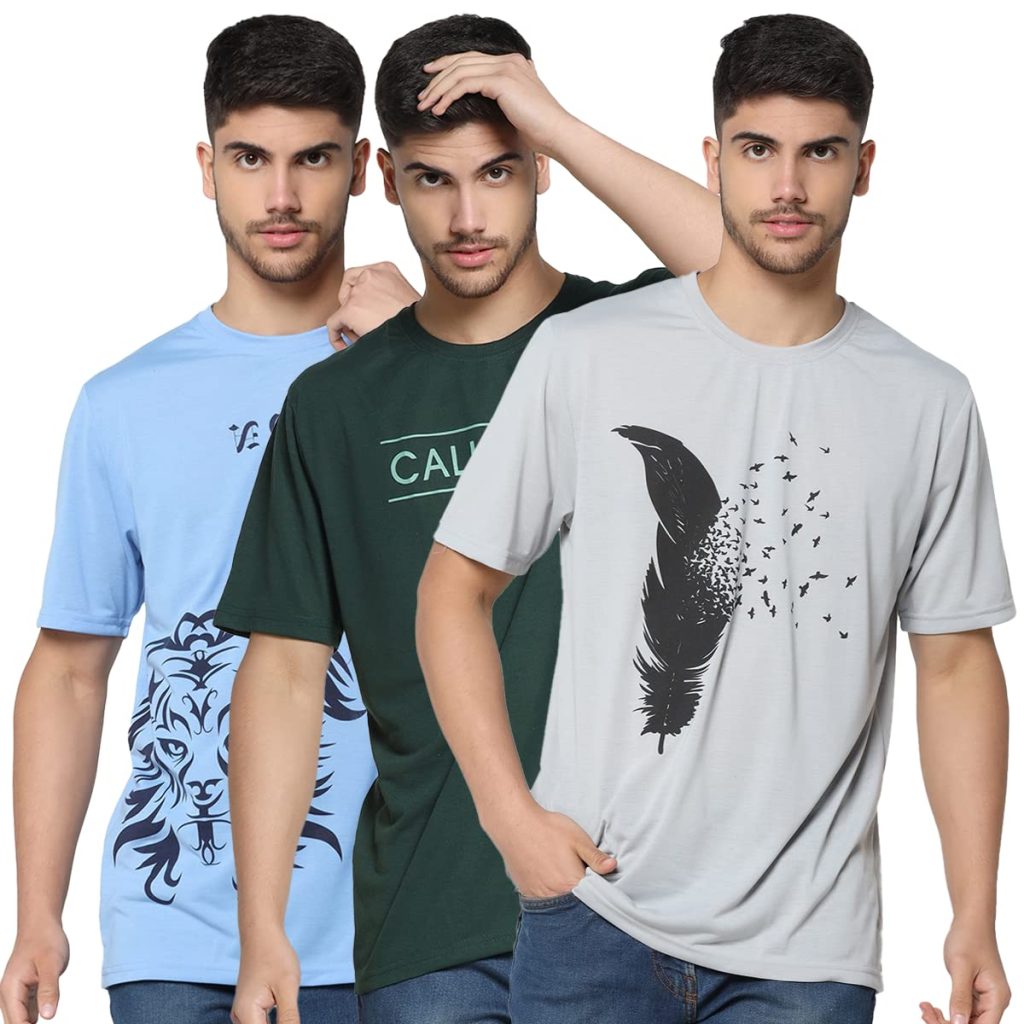 INKKR Men Half Sleeve Printed Roundneck T-Shirt Combo