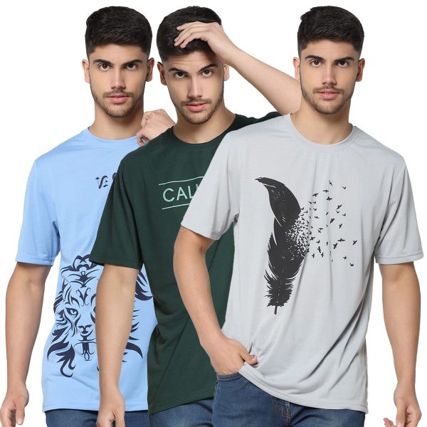 INKKR Men Half Sleeve Printed Roundneck T-Shirt Combo